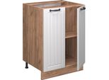 Vicco Mobiletto Base Cucina Fame-Line, 60 Cm , Pl Antracite, Bianco Casa Di Campagna/Quercia Dorata