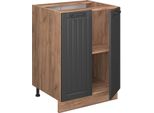 Vicco Mobiletto Base Cucina Fame-Line, 60 Cm , Pl Rovere, Grigio Scuro/Quercia Dorata