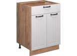Vicco Mobiletto Base Per Cucina Fame-Line, 60 Cm Con Cassetto, Pl Antracite, Bianco Casa Di Campagna/Quercia Dorata