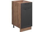 Vicco Mobiletto Base Per Cucina Fame-Line, 40 Cm Senza Piano Di Lavoro, Grigio Scuro/Quercia Dorata