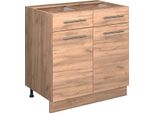 Vicco Mobiletto Base Per Cucina Fame-Line, 80 Cm , Pl Rovere, Quercia Dorata/Quercia Dorata