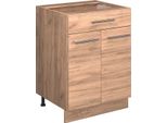 Vicco Mobiletto Base Per Cucina Fame-Line, 60 Cm Con Cassetto, Pl Rovere, Quercia Dorata/Quercia Dorata