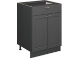 Vicco Mobiletto Base Per Cucina Fame-Line, 60 Cm Con Cassetto, Senza Piano Di Lavoro, Landhaus Antrazit-Oro/Antracite