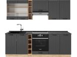 Vicco Cucina Componibile Fame-Line, 235 Cm , Pl Antracite, Grigio Scuro/Quercia Dorata