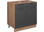 Vicco Mobiletto Base Per Cucina Fame-Line, 80 Cm , Pl Antracite, Grigio Scuro/Quercia Dorata