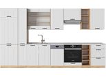 Vicco Cucina Componibile Fame-Line, 355 Cm , Pl Marmo, Bianco Casa Di Campagna/Quercia Dorata