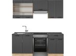 Vicco Cucina Componibile Fame-Line, 200 Cm , Pl Antracite, Grigio Scuro/Quercia Dorata