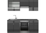 Vicco Cucina Componibile Fame-Line, 200 Cm , Pl Antracite, Antracite Lucido/Antracite