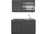 Vicco Cucina Monoblocco Fame-Line, 140 Cm , Pl Antracite, Grigio Scuro/Antracite