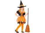 Costume Da Strega Per Bambini Con Vestito E Cappello - Bambini 110 Cm - 3-4 Anni
