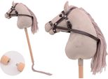 Johntoy Hobbyhorse Deluxe - Cavallo Giocattolo Beige Scamosciato 80 Cm