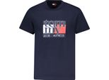 Elegante T-Shirt Da Uomo Blu Con Logo In Cotone Rigenerativo