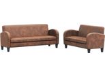 Set Di Divani 2 Pezzi In Ecopelle Scamosciata Marrone