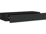 Mensola A Muro Con Cassetto Nero 60X23,5X10 Cm Mdf