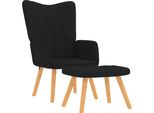 Vidaxl Poltrona Relax Con Sgabello In Tessuto Nero