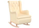 Vidaxl Sedia A Dondolo Con Gambe In Legno Di Gomma Tessuto Crema