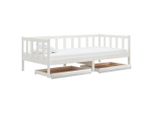 Letto Da Giorno Con Cassetti 90X200 Cm In Legno Di Pino Massiccio Bianco