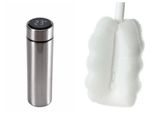 Bottiglia Termica Botells 500 Ml In Acciaio Inox, A Prova Di Perdite, Display Lcd Della Temperatura, A Prova Di Perdite, Ideale Per Alimenti Per Bambini, (Argento Con Spazzola Per La Pulizia)