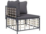 Divano Angolare Da Giardino Con Cuscini Grigio Scuro In Poly Rattan
