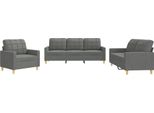 Vidaxl Set Divano 3 Pezzi Con Cuscini In Tessuto Grigio Scuro
