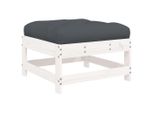 Vidaxl Sgabello Da Giardino Con Cuscino Bianco In Legno Di Pino Massiccio