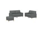 Vidaxl Set Divano 3 Pezzi Con Cuscini In Tessuto Grigio Scuro