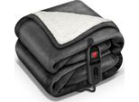 Coperta Elettrica Sinnlein® Con Spegnimento Automatico 160X120Cm Antracite | Coperta Elettrica Riscaldata Con 9 Livelli Di Temperatura | Coperta Coccolosa Lavabile Letto, Divano | Coperta Elettrica Con Timer Display Digitale