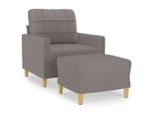 Vidaxl Poltrona Con Sgabello Taupe 60 Cm In Tessuto
