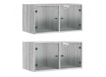 Vidaxl Armadi A Muro Con Ante In Vetro 2 Pz. Grigio Sonoma 68,5X37X35 Cm