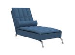 Chaise Longue Da Massaggio Con Bolster In Tessuto Blu