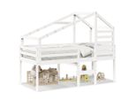 Vidaxl Letto A Soppalco Con Tetto Bianco 90X190 Cm In Legno Di Pino Massiccio