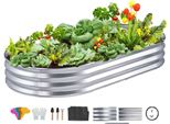 Fioriera A Letto Rialzato - Fioriera Da Giardino - Aiuola Per Barbabietole Da Orto - Argento - 180X90X30Cm - Metallo Zincato Ottimale
