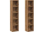 Vidaxl Scaffali Per Cd 2 Pz. Rovere Artigianale 21X16X93,5 Cm Materiale A Base Di Legno