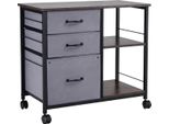 Succebuy Cartella Mobile Con 3 Cassetti E Ripiani In Look Legno Marrone