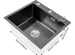 Lavello Da Cucina, Vasca Grande E Profonda, Acciaio Inox Resistente, Nero