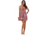 Camicia Da Notte Corta Da Donna In Raso Camicia Da Notte In Raso; Rosa Scuro S