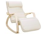 Sedia A Dondolo Reclinabile Songmics, Sedia Reclinabile, Poggiapiedi Regolabile, Colore Beige-Naturale