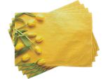 Tovagliette Abakuhaus Gialle, Tulipani Danesi Su Sfondo Colorato, Giardino, Fiori, Gigli, Erbe Aromatiche, Stampa Artistica, 30 X 45 Cm, Giallo Verde