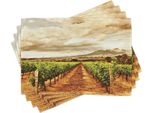 Tovagliette Abakuhaus Land, Grape Valley Wolken ÜBer Weinberg Natural Fruit Plantation Tema Autunnale Del Giardino, 30 X 45 Cm, Arancione Bruciato Bianco Sporco