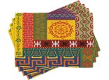 Abakuhaus Tovagliette Primitive, Motivi Etnici Astratti Decorazioni Simboli Tribali Africani Illustrazioni, 30 X 45 Cm, Giallo Verde
