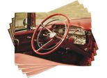 Tovagliette Abakuhaus Per Auto, Interni Di Un'auto Classica D'epoca, Dettagli Del Cruscotto, Immagine Retrò, 30 X 45 Cm, Grigio Rosso