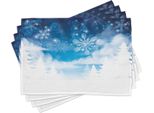 Tovagliette Invernali Abakuhaus, Fiocchi Di Neve, Cristalli Di Ghiaccio, Abeti, Nuvole E Stelle, 30 X 45 Cm, Blu