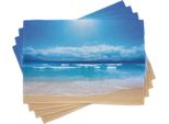 Tovagliette Da Spiaggia Abakuhaus, Tema Paesaggio Marino Con Spiaggia E Cielo Nuvoloso In Estate, Stampa Digitale, 30 X 45 Cm, Sabbia Marrone Blu