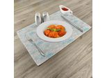 Tovagliette Abakuhaus In Stile Nautico, Tonalità Pastello, Motivo Con Conchiglie, Stelle Marine, Molluschi, Cavallucci Marini E Barriere Coralline, 30 X 45 Cm, Color Turchese Chiaro E Bianco