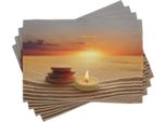 Abakuhaus Tovagliette Boho, Pietre Impilate E Candela Chakra Meditazione Zen Yoga Orizzonte Sfondo, 30 X 45 Cm, Arancione Sabbia Marrone