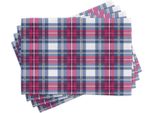 Abakuhaus Tovagliette Astratte, Motivo Plaid Con Effetti Scozzesi Vintage, Illustrazione Artistica, 30 X 45 Cm, Rosa Blu Scuro