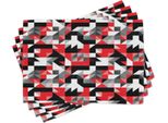 Tovagliette Abakuhaus Rosse E Nere, Motivi Geometrici Moderni, Illustrazioni Artistiche Colorate, 30 X 45 Cm, Grigio Antracite E Bianco