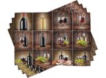 Tovagliette Abakuhaus, Collage A Tema Vino Su Sfondo In Legno Con Uva E Bevanda Rustica, 30 X 45 Cm, Marrone Nero Rosso