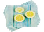 Abakuhaus Tovagliette Gialle E Blu, Succose Fette Di Limone Su Vecchie Assi Di Legno Porch Summer Refreshing Image, 30 X 45 Cm, Azzurro E Giallo