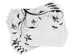 Tovagliette Abakuhaus Libelle, Sfondo Floreale Vorticoso Con Motivi Damascati E Stampa A Foglie, 30 X 45 Cm, Grigio Chiaro, Nero E Bianco
